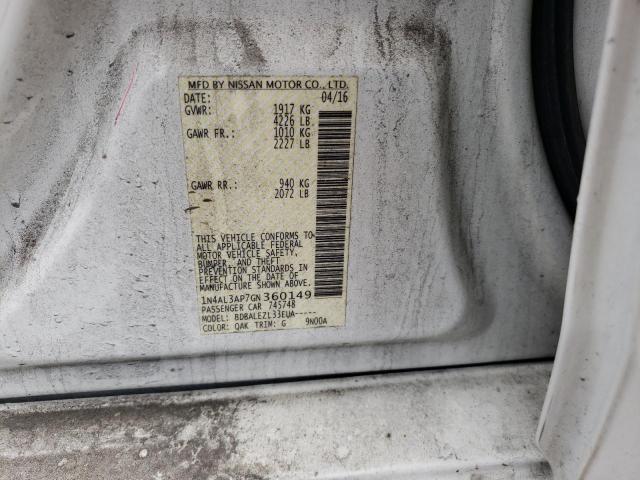 Photo 10 from auction – 2016 NISSAN ALTIMA 2.5 with VIN 1N4AL3AP7GN360149