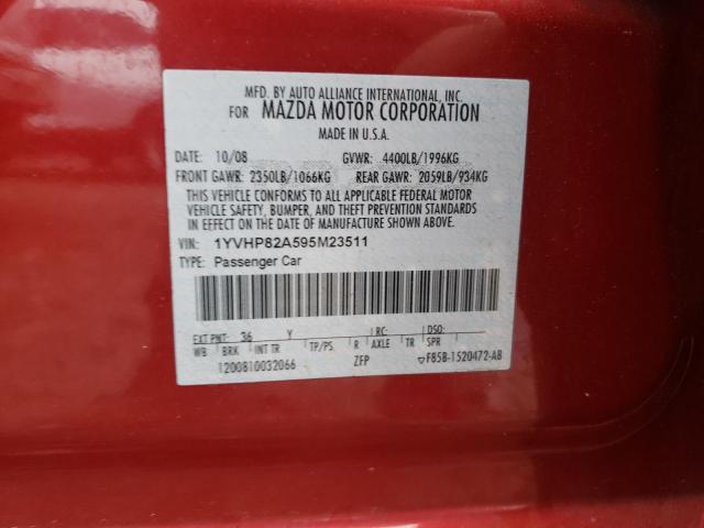 Photo 10 from auction – 2009 MAZDA 6 I with VIN 1YVHP82A595M23511