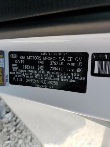 Photo 10 from auction – 2020 KIA FORTE FE with VIN 3KPF24AD6LE148288