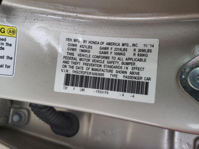 Photo 10 from auction – 2015 HONDA ACCORD SPO with VIN 1HGCR2F53FA063695