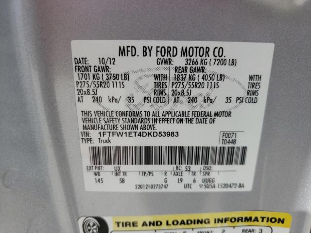 Photo 10 from auction – 2013 FORD F150 SUPER with VIN 1FTFW1ET4DKD53983
