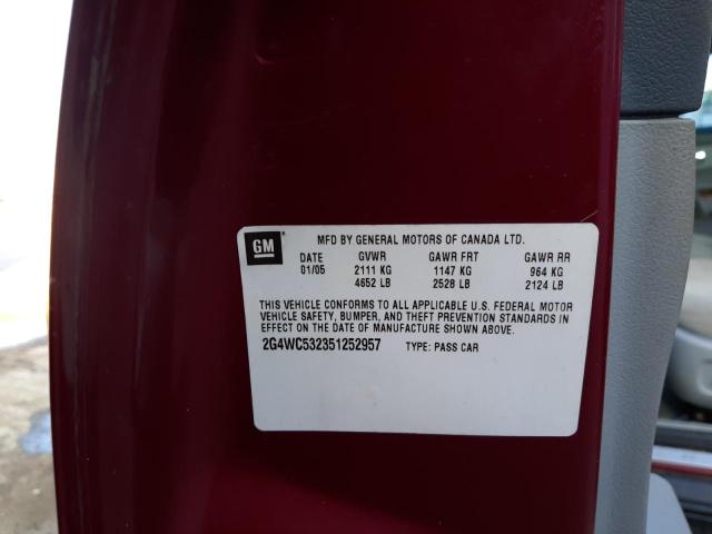 Photo 10 from auction – 2005 BUICK LACROSSE C with VIN 2G4WC532351252957