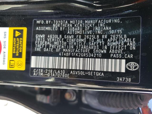 صورة رقم 10 من المزاد - 2016 TOYOTA CAMRY LE مع VIN 4T4BF1FK2GR534210