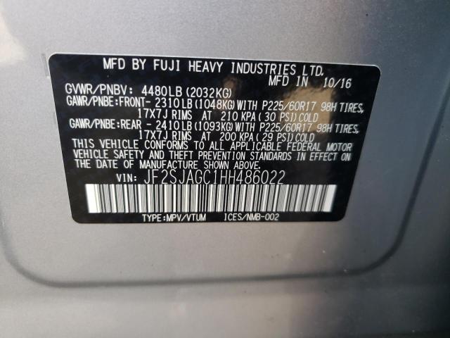 Photo 10 from auction – 2017 SUBARU FORESTER 2 with VIN JF2SJAGC1HH486022