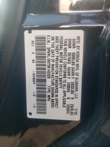 Photo 10 from auction – 2003 HONDA ODYSSEY EX with VIN 5FNRL18973B143329