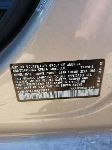 Photo 10 from auction – 2014 VOLKSWAGEN PASSAT S with VIN 1VWAS7A31EC053616