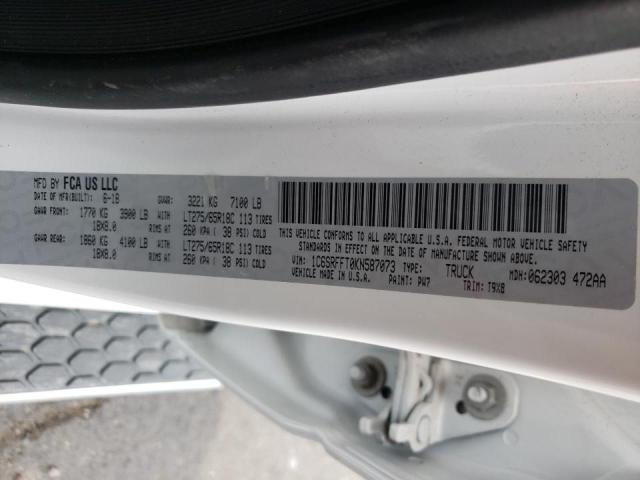 Photo 10 from auction – 2019 RAM 1500 BIG H with VIN 1C6SRFFT0KN587073