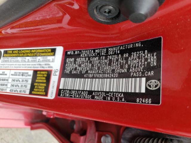 Photo 10 from auction – 2014 TOYOTA CAMRY L with VIN 4T1BF1FK9EU842420