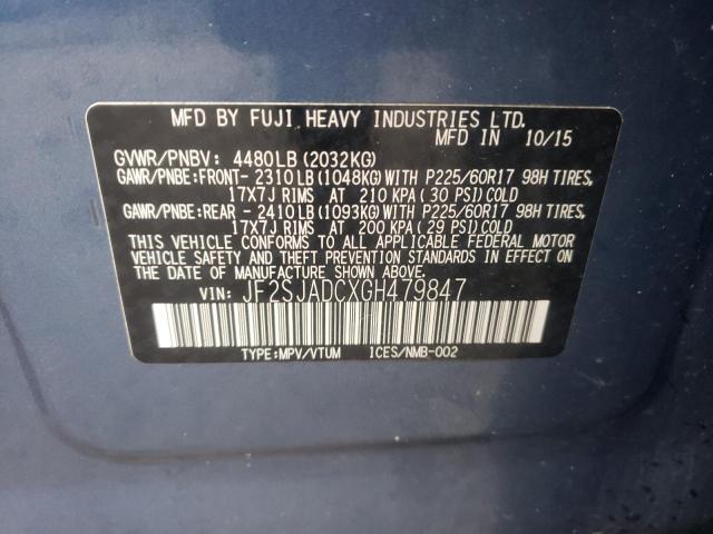 Photo 10 from auction – 2016 SUBARU FORESTER 2 with VIN JF2SJADCXGH479847