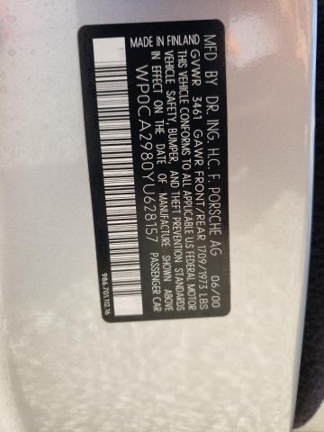 Photo 10 from auction – 2000 PORSCHE BOXSTER with VIN WP0CA2980YU628157