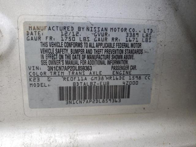 Photo 10 from auction – 2013 NISSAN VERSA S with VIN 3N1CN7AP2DL859363