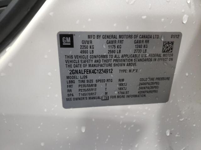 Photo 10 from auction – 2012 CHEVROLET EQUINOX LT with VIN 2GNALFEK4C1234912