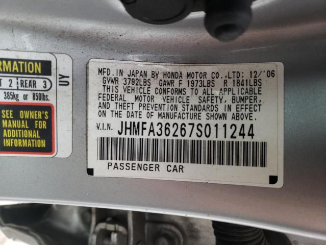 Photo 10 from auction – 2007 HONDA CIVIC HYBR with VIN JHMFA36267S011244