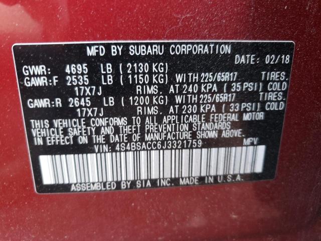 Photo 10 from auction – 2018 SUBARU OUTBACK 2. with VIN 4S4BSACC6J3321759