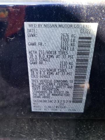 Photo 10 from auction – 2022 NISSAN PATHFINDER with VIN 5N1DR3BC1NC237579