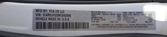 Photo 10 from auction – 2021 DODGE DURANGO PU with VIN 1C4RDJFG5MC642806