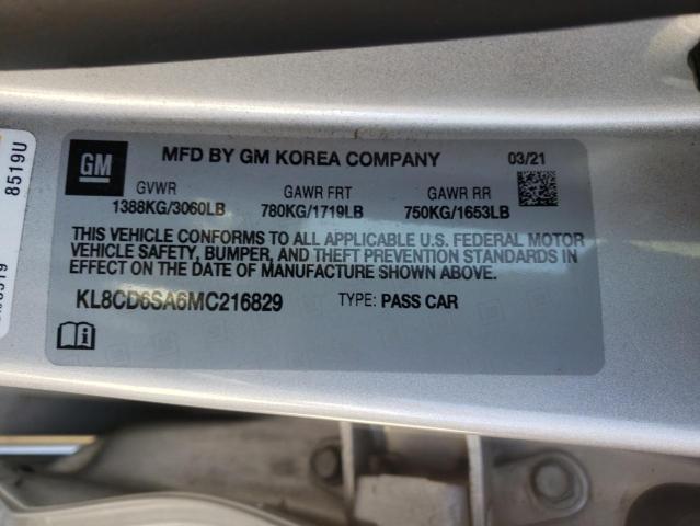 Photo 10 from auction – 2021 CHEVROLET SPARK 1LT with VIN KL8CD6SA6MC216829