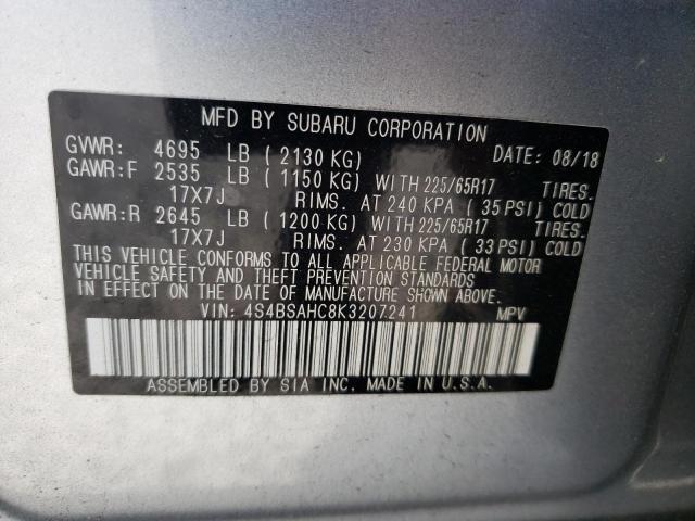 Photo 10 from auction – 2019 SUBARU OUTBACK with VIN 4S4BSAHC8K3207241