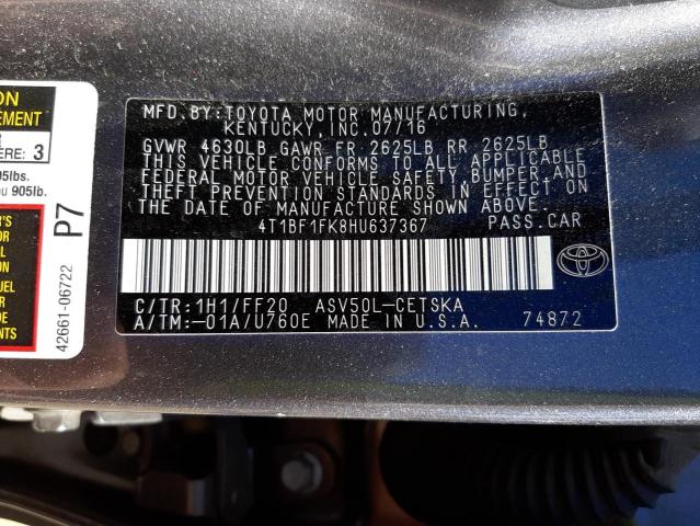 Photo 10 from auction – 2017 TOYOTA CAMRY LE with VIN 4T1BF1FK8HU637367