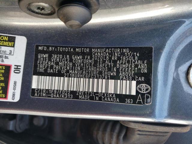 Photo 10 from auction – 2015 TOYOTA COROLLA with VIN 2T1BURHE6FC313781