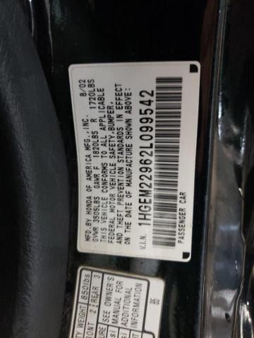 Photo 10 from auction – 2002 HONDA CIVIC EX with VIN 1HGEM22962L099542