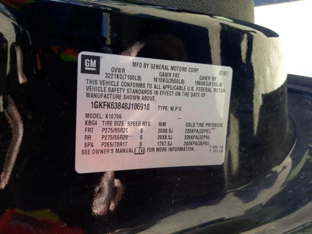 Photo 10 from auction – 2008 GMC YUKON DENA with VIN 1GKFK63848J106910