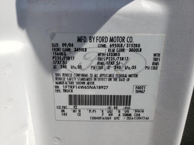 Photo 10 from auction – 2005 FORD F150 with VIN 1FTRF14W65NA18927