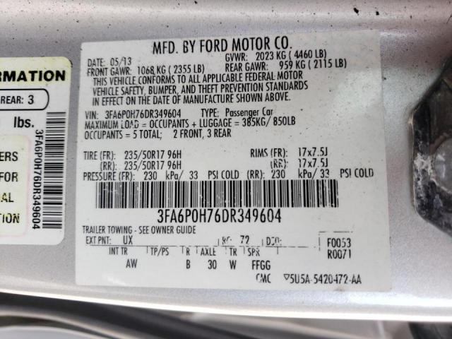 Photo 10 from auction – 2013 FORD FUSION SE with VIN 3FA6P0H76DR349604