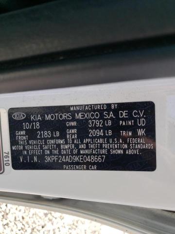 Photo 10 from auction – 2019 KIA FORTE FE with VIN 3KPF24AD9KE048667