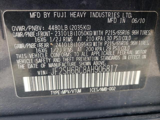 Photo 10 from auction – 2010 SUBARU FORESTER X with VIN JF2SH6BC8AH906817