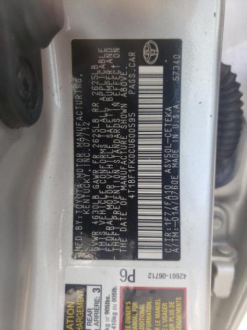 Photo 10 from auction – 2012 TOYOTA CAMRY with VIN 4T1BF1FK0CU600595