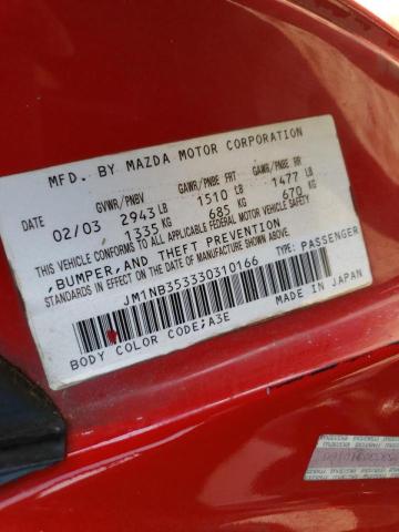 Photo 10 from auction – 2003 MAZDA MX-5 MIATA with VIN JM1NB353330310166