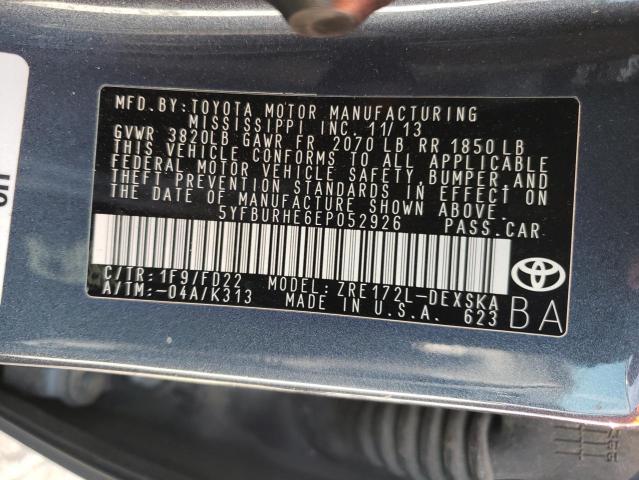 Photo 10 from auction – 2014 TOYOTA COROLLA L with VIN 5YFBURHE6EP052926
