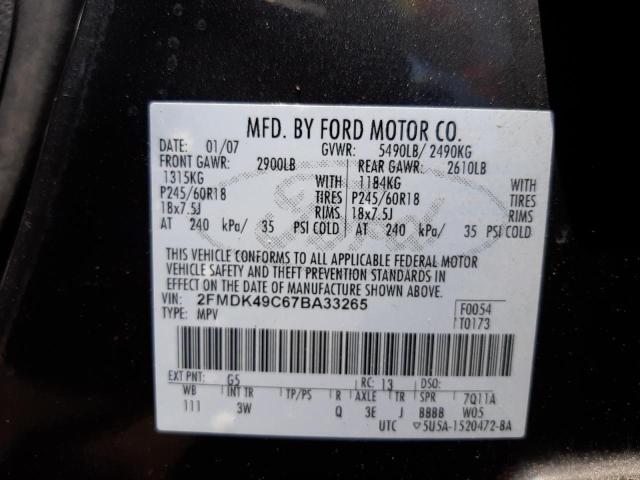 Photo 10 from auction – 2007 FORD EDGE with VIN 2FMDK49C67BA33265