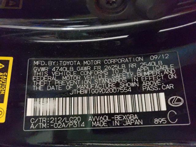 Photo 10 from auction – 2013 LEXUS ES 300H with VIN JTHBW1GG9D2007554