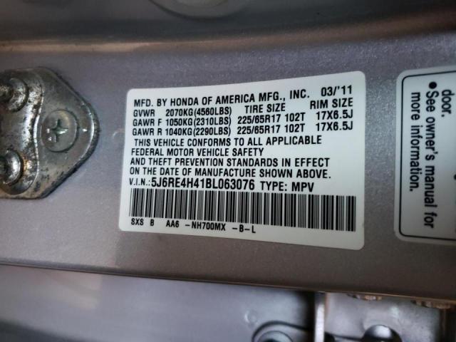Photo 10 from auction – 2011 HONDA CR-V SE with VIN 5J6RE4H41BL063076