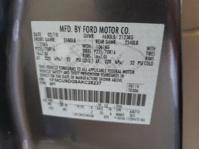 Photo 10 from auction – 2010 FORD ESCAPE XLT with VIN 1FMCU9DG9AKC28237