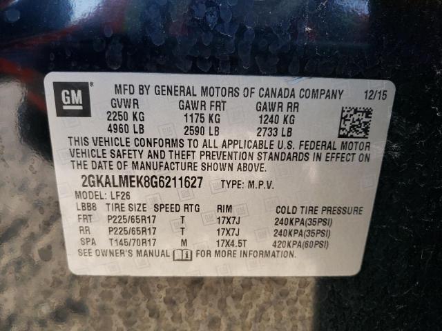 Photo 10 from auction – 2016 GMC TERRAIN SL with VIN 2GKALMEK8G6211627
