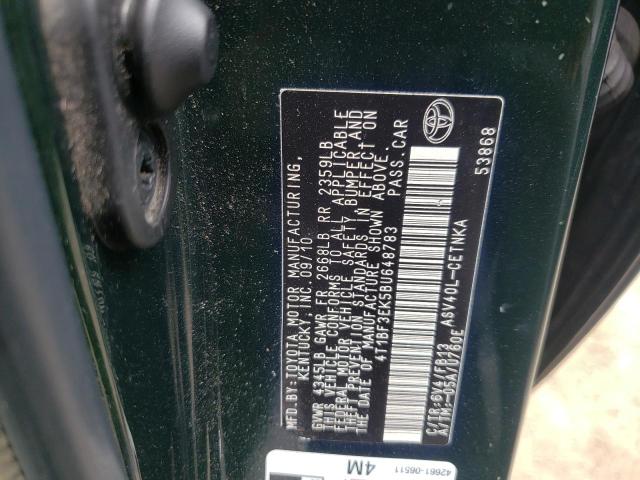 Photo 10 from auction – 2011 TOYOTA CAMRY BASE with VIN 4T1BF3EK5BU648783