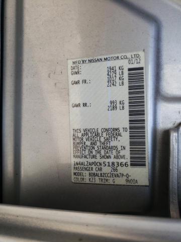 Photo 10 from auction – 2012 NISSAN ALTIMA BAS with VIN 1N4AL2AP0CN518366