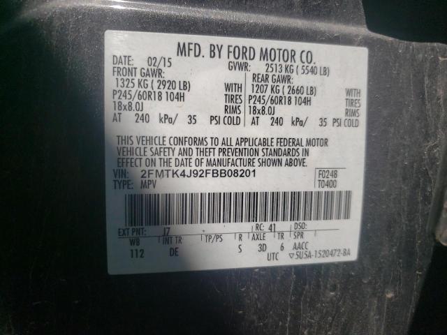 Photo 10 from auction – 2015 FORD EDGE SEL with VIN 2FMTK4J92FBB08201