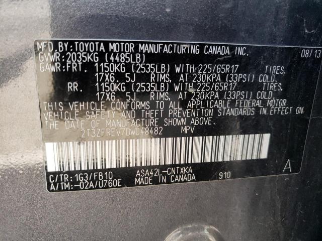 Photo 10 from auction – 2013 TOYOTA RAV4 LE with VIN 2T3ZFREV7DW048482