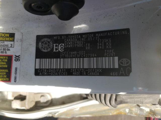 Photo 10 from auction – 2015 TOYOTA COROLLA L with VIN 2T1BURHE9FC427984