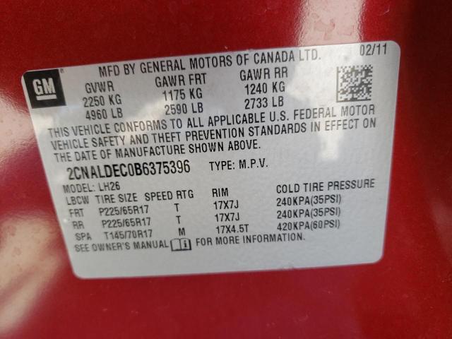 Photo 10 from auction – 2011 CHEVROLET EQUINOX LT with VIN 2CNALDEC0B6375396
