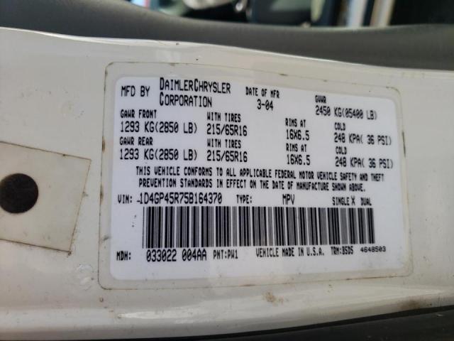 Photo 10 from auction – 2005 DODGE CARAVAN SX with VIN 1D4GP45R75B164370