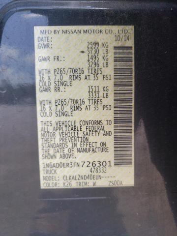 Photo 10 from auction – 2015 NISSAN FRONTIER S with VIN 1N6AD0ER3FN726301