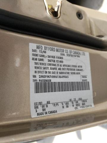 Photo 10 from auction – 2001 MERCURY GRAND MARQ with VIN 2MEFM74W61X649065