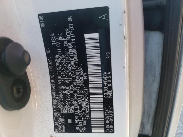 Photo 10 from auction – 2009 TOYOTA SIENNA CE with VIN 5TDZK23C99S238541