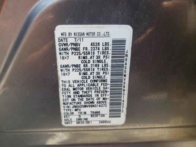 Photo 10 from auction – 2011 NISSAN ROGUE S with VIN JN8AS5MV8BW314372