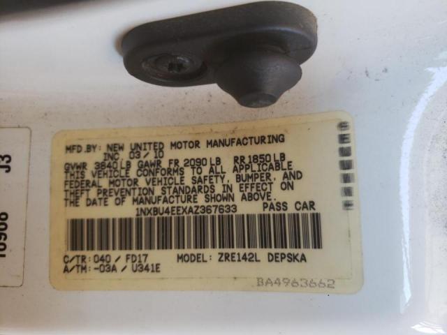 Photo 10 from auction – 2010 TOYOTA COROLLA BA with VIN 1NXBU4EEXAZ367633